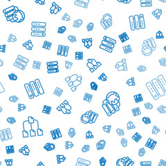 Aufkleber - Set line Folder tree, Network cloud connection and Server, Data, Web Hosting on seamless pattern. Vector