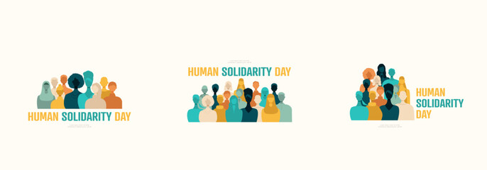 Wall Mural - Set of illustrations for Human Solidarity Day. Modern colour design.