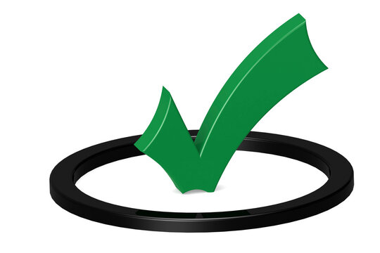 Green checkmark with black round circle