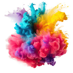 Wall Mural - Freeze motion of colorful powder burst isolated on transparent background