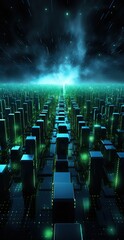 Poster - Abstract style on a blue background. display in futuristic cyberpunk style...