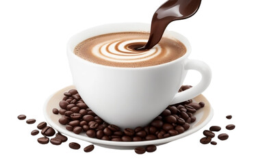 cup of coffee with chocolate isolated on white transparent background png,  ai generative image 