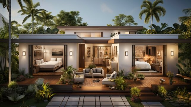 Modern villa, minimalist style. Generated by AI