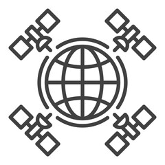Poster - Four Satellites with Earth vector concept thin line icon