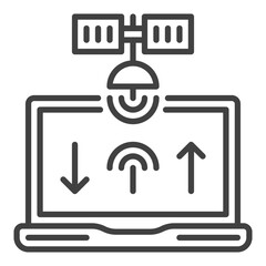 Poster - Laptop Computer and Satellite vector Internet Access concept line icon