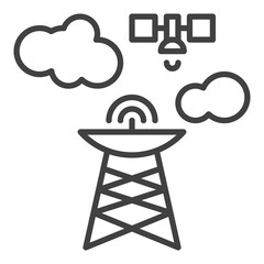 Poster - Radio Mast and Satellite vector concept line icon or sign