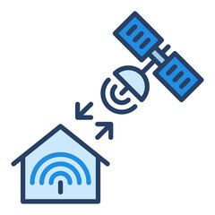 Poster - Satellite and House vector Satellite Internet Access concept blue icon