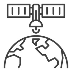 Poster - Satellite over the Earth vector concept thin line icon or sign