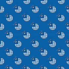 Poster - Earth Globe and Satellite in Space vector blue seamless pattern