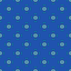 Poster - Earth Planet and Satellites vector blue seamless pattern