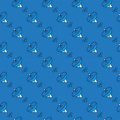 Poster - Satellite and Parabolic Antenna Dish vector blue seamless pattern