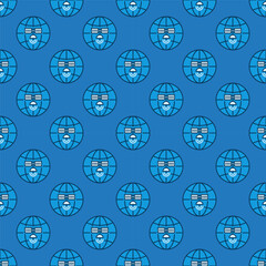 Poster - Satellite with Earth Globe vector concept blue seamless pattern