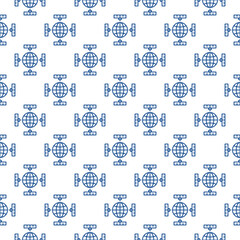 Poster - Satellites and Earth Planet vector concept line seamless pattern