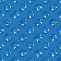 Poster - Vector Satellite Internet Access seamless pattern - Earth Planet and Satellite blue background