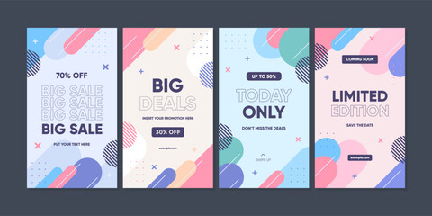 abstract colorful memphis background. trendy geometric abstract template for social media post or ad