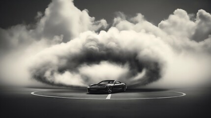 Wall Mural - Drift King Car in the Middle of a Thrilling Drift Maneuver. Generative ai