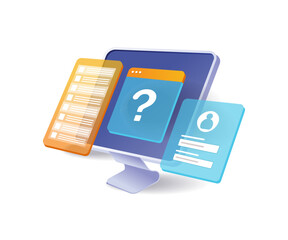 Question mark on computer monitor