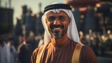Fototapeta  - Successful Muslim Arab businessman with an oil refinery. Generated by AI