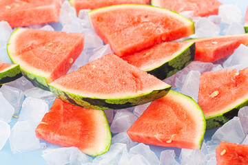 Wall Mural - Fresh watermelon on ice cubes