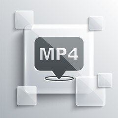 Wall Mural - Grey MP4 file document. Download mp4 button icon isolated on grey background. MP4 file symbol. Square glass panels. Vector