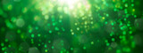 Fototapeta  - Christmas background - abstract banner - green blurred bokeh lights - festive header with beautiful rays