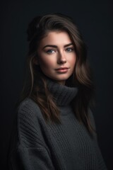 Wall Mural - studio shot of a beautiful young woman posing against a grey background