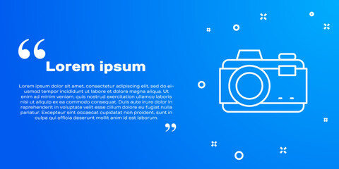 Poster - white line photo camera icon isolated on blue background. foto camera. digital photography. vector