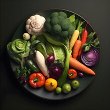 Fresh Vegetables Mix On A Large Plate