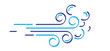 Cartoon puff of wind blow line symbol. Set, blowing wind, weather, environment. Gust pictogram. Smoky stream. Wind trails. Dust spray and smoky stream and wind blowing trails. Windy weather, forecast.
