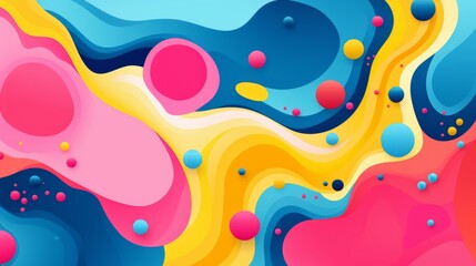 Wall Mural - Illustration of abstract futuristic pink blue yellow background. AI generative.