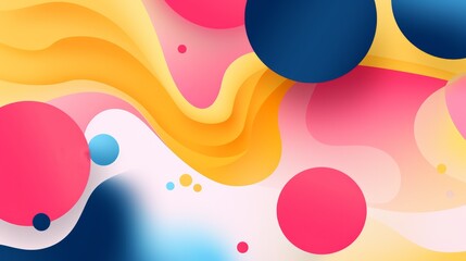 Wall Mural - Illustration of abstract futuristic pink blue yellow background. AI generative.