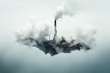 illustration of smoke from the factory chimney, black and white