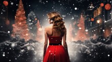 Woman In Red Christmas