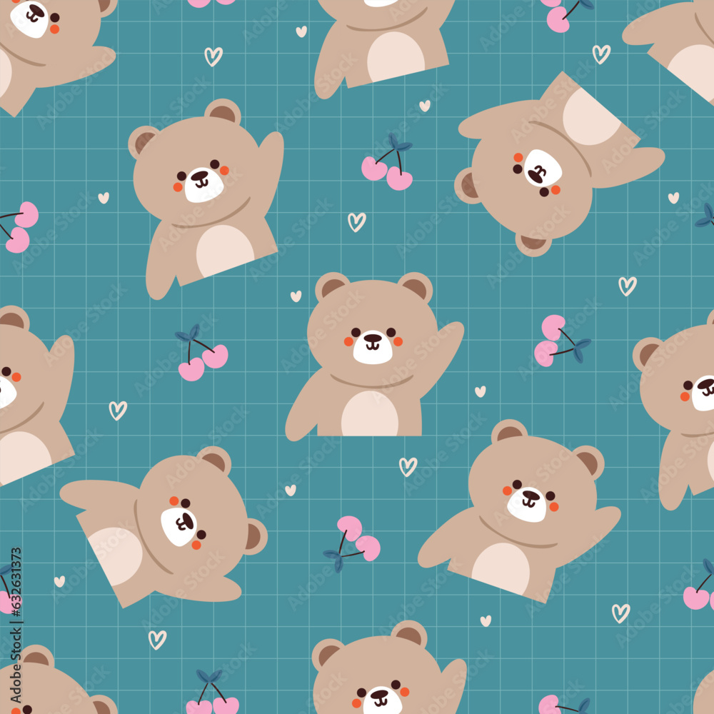 seamless pattern cartoon bears. cute animal wallpaper illustration for ...