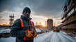 Oficio bajo cero: Hombre en su labor invernal