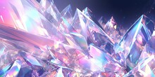 Holographic Background With Glass Shards. Rainbow Reflexes In Pink And Purple Color. Abstract Trendy Pattern. Texture With Magical Effect.