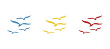 Seagulls Icon On A White Background, Vector Illustration