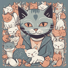 Naklejka na meble Cute cat pictures look comfortable on the eyes.