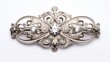 antique art nouveau platinum brooch with diamond accents isolated on a white background generative AI