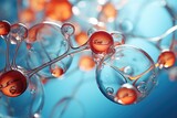 Fototapeta  - molecules antioxidant of liquid bubble on gray background