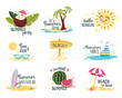Set of sunny summer clip art labels and badges