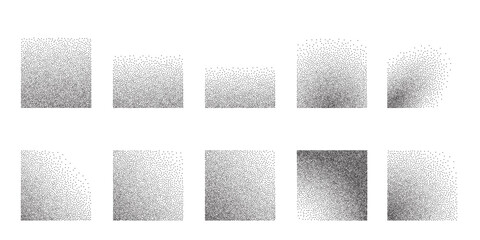 Wall Mural - Dotwork grain noise gradient squares. Pointillism gradient pattern. Stochastic grange texture. Sand stipple halftone effect for tattoo. Dotted square, stipple element. Vector background.