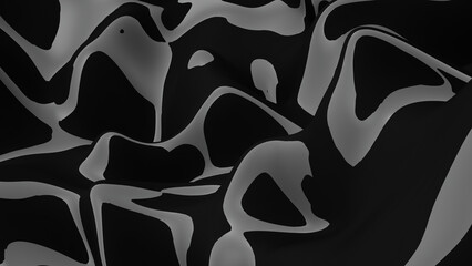 Wall Mural - Abstract black background. Smooth black wave plastic. Dark luxury texture. Oil, petroleum, rock-oil. Silk, satin. Black tar, gum. 3D rendering