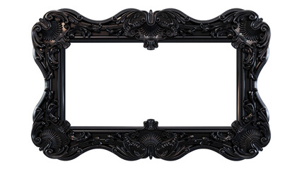 Wall Mural - 3d render of black decorative vintage frames, black baroque frame on transparent background.