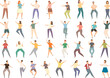© nsit0108 - Dancing icons set cartoon vector. Dance party. Fashion girl