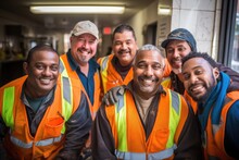 Diverse And Mixed Group Of Sanitation Workers Working In New York