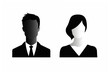 © Anastasiia - Man And Woman Icon On White Background, Black And White. Generative AI