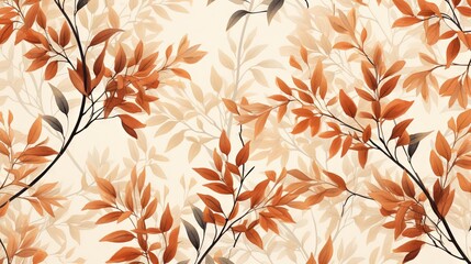 Wall Mural -  a painting of a tree branch with orange leaves on it.  generative ai