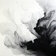 Abstract black and white portrayal of a body of water, capturing its fluidity and mystery on canvas.