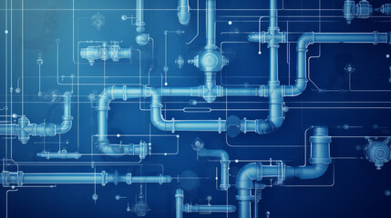 A blue background with a complex network